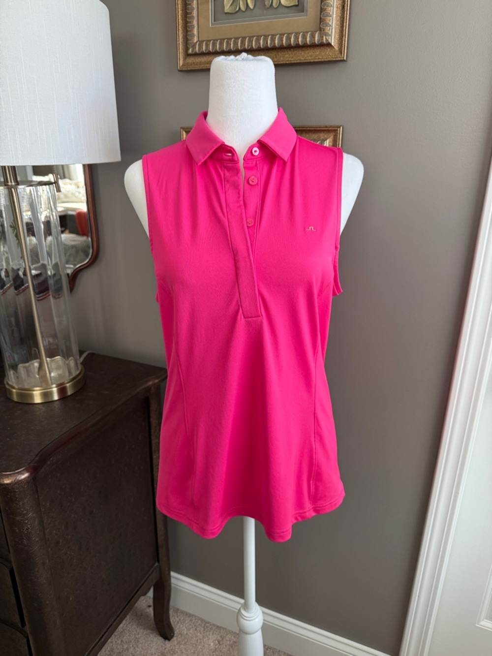 J.Lindeberg Sleeveless Polo Tank in Bright Pink